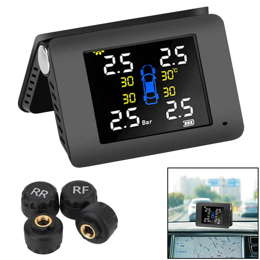 Система контроля давления в автомобильных шинах С 4 Внешними или встроенными Датчиками Со Светодиодным дисплеем Solar Power TPMS 3