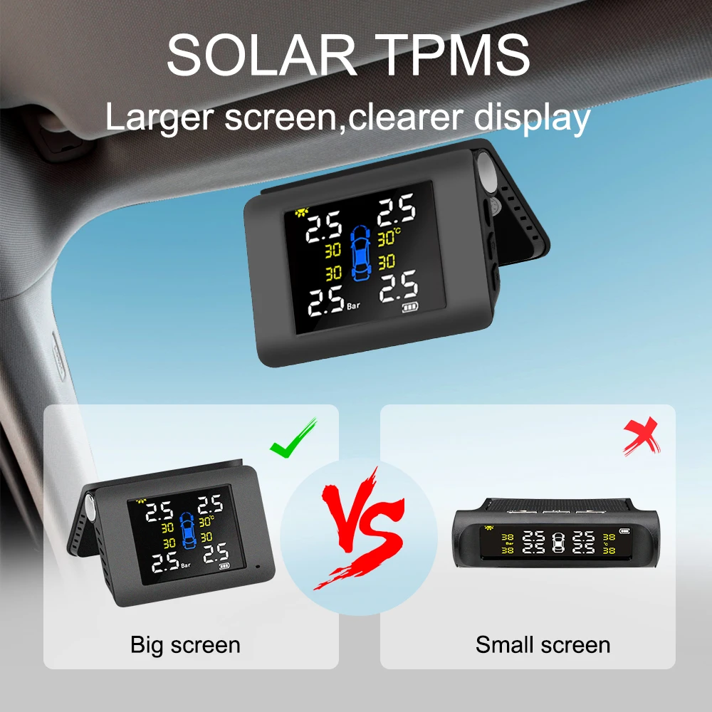 Система контроля давления в автомобильных шинах С 4 Внешними или встроенными Датчиками Со Светодиодным дисплеем Solar Power TPMS 5
