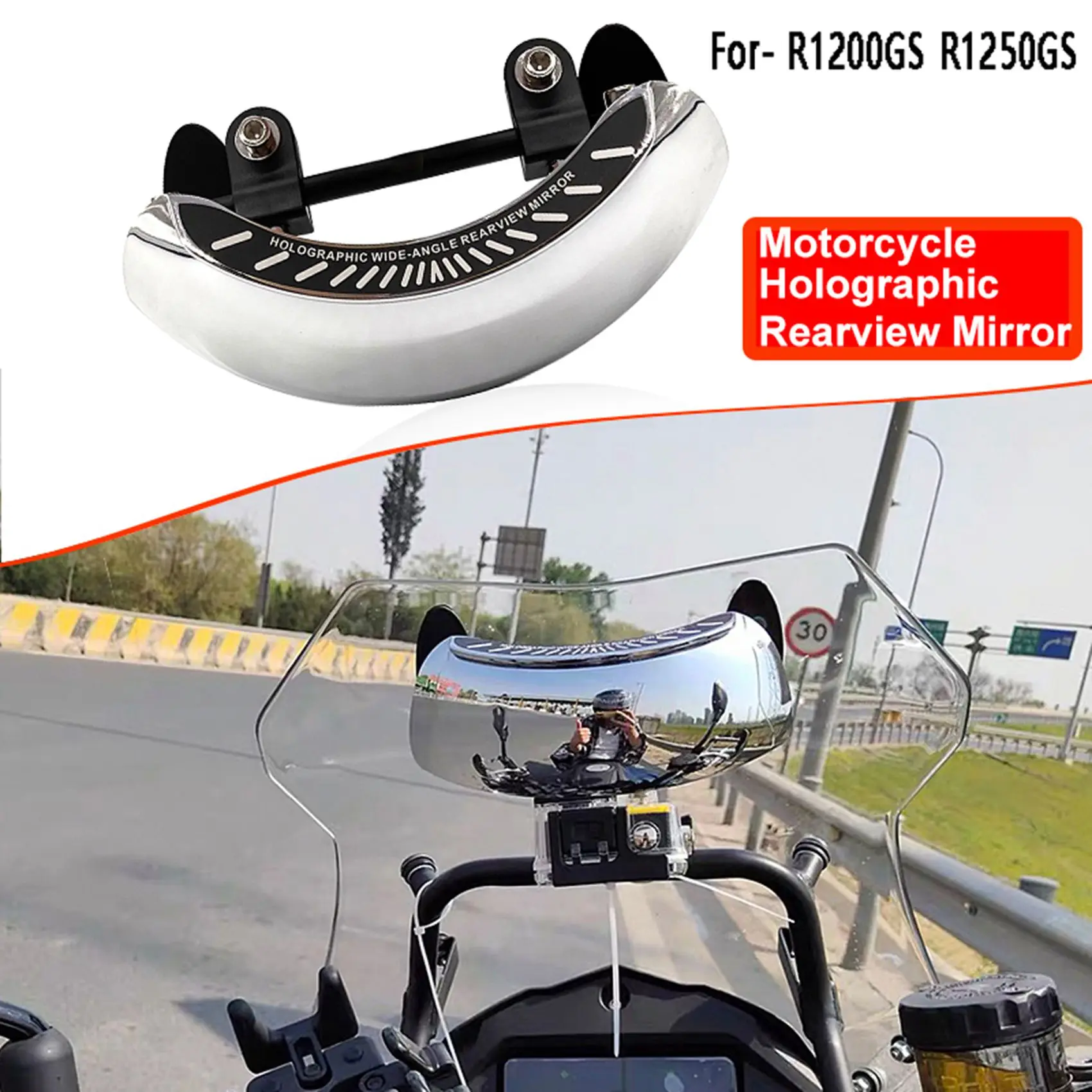Зеркало заднего вида для мотоцикла Зеркало заднего вида 180 со сверхширокоугольным центральным креплением для ветрового стекла для R1200GS 3