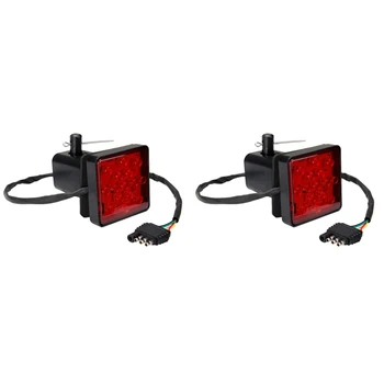 2X красных 15 светодиодных 2-дюймовых сцепных устройства для прицепа, крышка приемника для буксировки, стоп-сигнал со штырем 12V