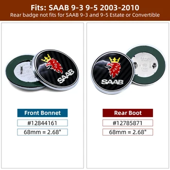 2ШТ 68 мм Карбоновый Значок для SAAB 93 9-3 95 9-5 2003-2010 Передний Капот Автомобиля и Задний Багажник Значок Эмблема Наклейка 12844161 12785871