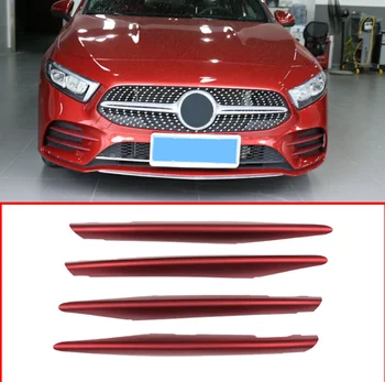 4 x красных полосок для отделки переднего фонаря автомобиля Для Mercedes Benz A Class 2019 Автоаксессуары