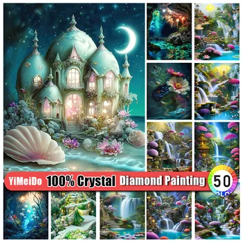 YiMeiDo 100% Кристально-бриллиантовая живопись Природные пейзажи 5D Алмазная вышивка Мозаичный пейзаж Вышивка крестиком Подарок для домашнего декора