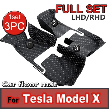 Автомобильные Коврики Для Tesla Model X 7 Seat 2015 ~ 2022 Полный Комплект Роскошных Ковров Rug Anti Dirt Pad Кожаный Коврик Автомобильные Аксессуары Tapete Carro