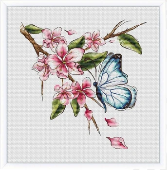 Вышивка крестиком вишневой бабочкой экологическими хлопчатобумажными нитками Украшение дома Подвесная Картина Подарок