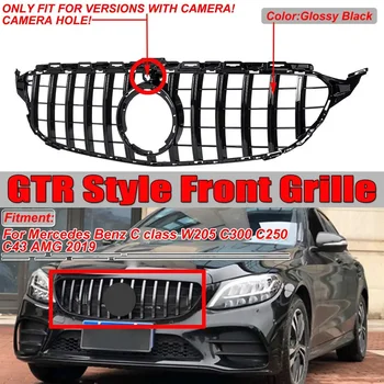 Для GTR GT W205 Гриль Передняя Решетка автомобиля С Камерой Для Mercedes Для Benz C Class W205 C300 C250 C43 Для AMG 2019