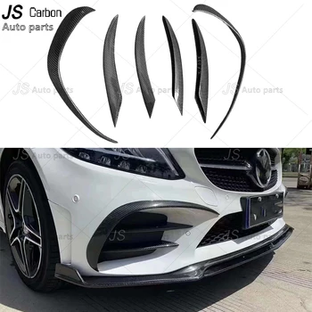 Для Mercedes Benz C Class W205 19-21 Карбоновый передний бампер автомобиля Wind knife Splitter Спойлер Canard Air Knife Объемная отделка