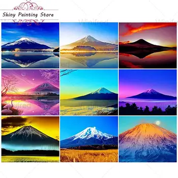 Наборы Для Алмазной Живописи 5D Mount Fuji Diamond Вышивка Красивый Красочный Пейзаж Заката Полная Квадратная Круглая Дрель Вышивка Крестом