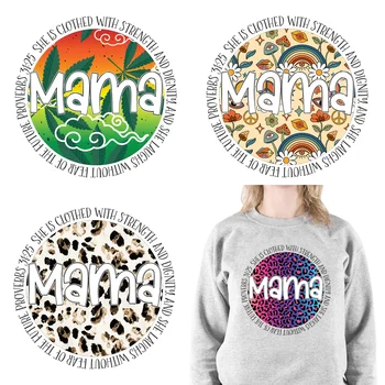 Наклейки с буквенным принтом Circle Mama, готовые к печати наклейки с теплопередачей DTF, готовые к печати для футболок