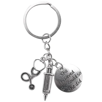 Шприц-стетоскоп Брелок для ключей Брелок для ключей Медсестра, врач, студент, подарок на Выпускной, ювелирные изделия