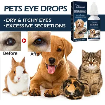 10 мл глазных капель для домашних животных, кошек и собак, для удаления следов от слез, снятия зуда в глазах, Нежные очищающие глазные капли для домашних животных, раствор для глаз