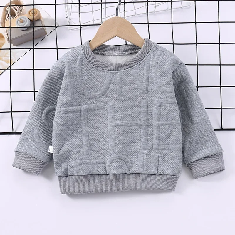 Весенне-осенний новый пуловер с круглым вырезом для мальчиков, одинарный детский свитер со стереоскопическими буквами для девочек с длинным рукавом для девочек 1