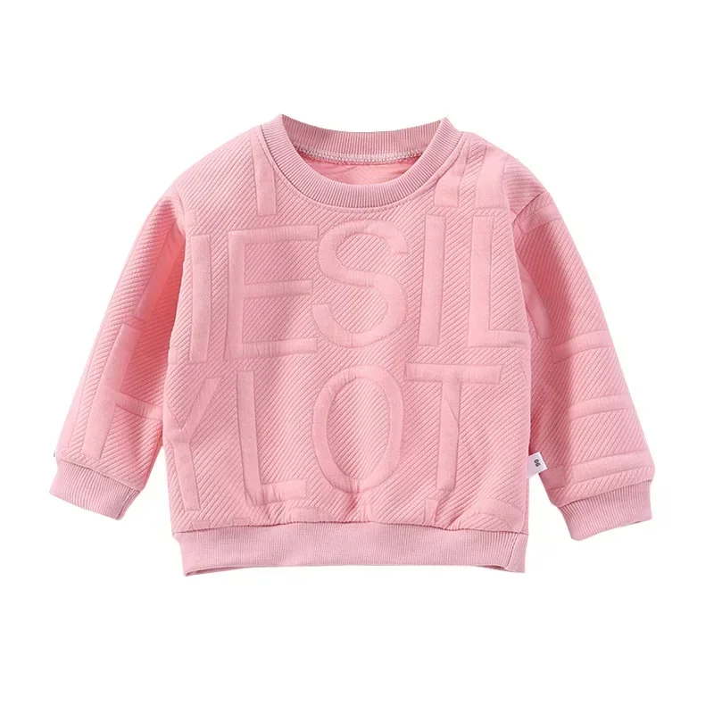 Весенне-осенний новый пуловер с круглым вырезом для мальчиков, одинарный детский свитер со стереоскопическими буквами для девочек с длинным рукавом для девочек 4