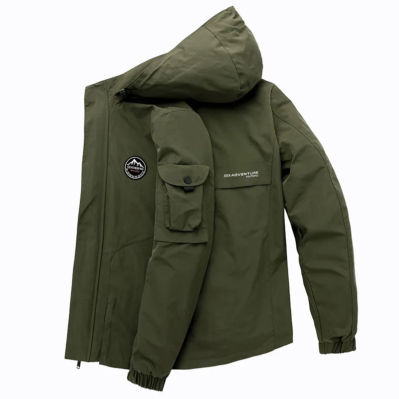 Повседневные куртки для мужчин Techwear Ветрозащитные куртки с капюшоном 2023 Осенне-зимняя уличная одежда Oversize 8XL 4