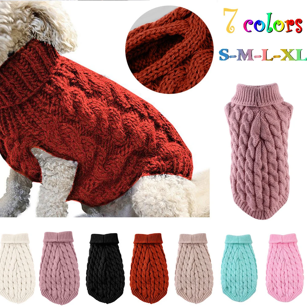 Зимняя одежда для собак Мягкий щенок чихуахуа Котенок Котенок с высоким воротником Однотонный дизайнерский свитер Модная одежда для домашних щенков 5