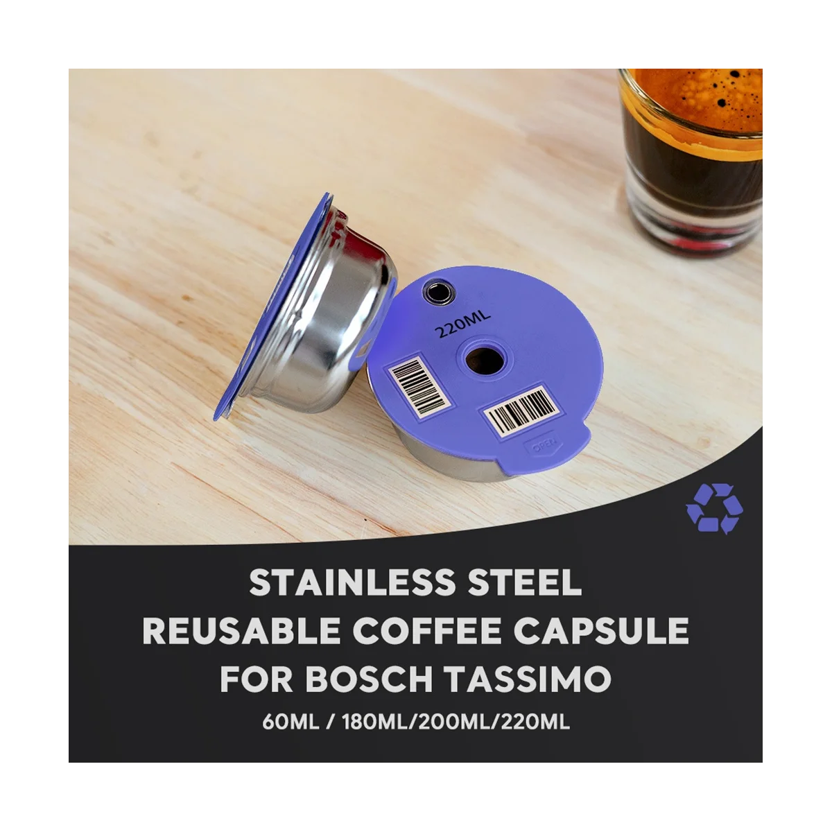 Кофейная капсула-стручок для кофемашины Многоразового использования Сменный фильтр-стручок с силиконовой крышкой 200 мл Кофе Эспрессо 2