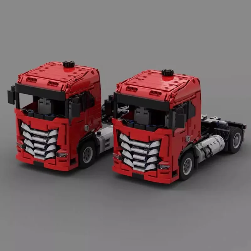 Новый MOC-120755 грузовик с S-образным прицепом, инженерная модель автомобиля, Радиоуправляемые строительные блоки с дистанционным управлением, набор кирпичей для игрушек, подарков на день рождения 1