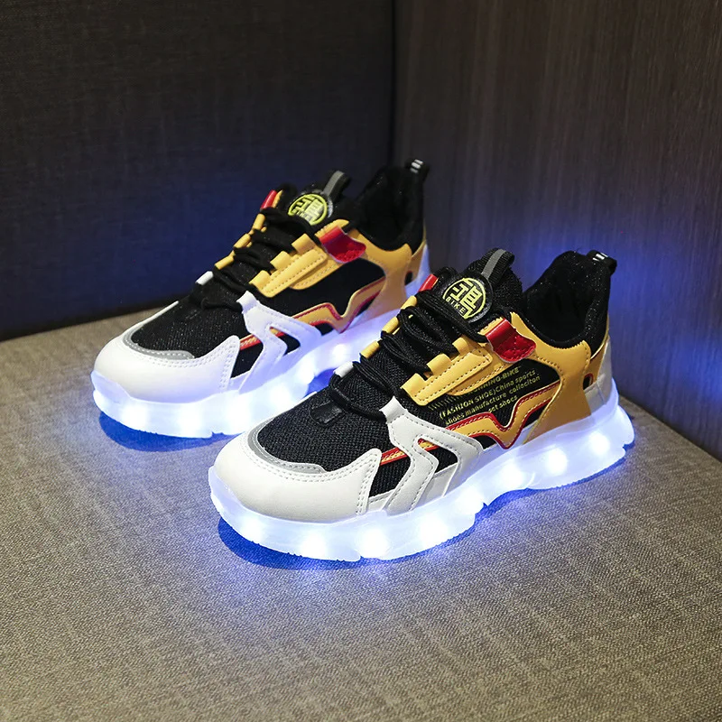 Мужская и женская модная обувь со светодиодной подсветкой для зарядки через USB, повседневная спортивная обувь для взрослых, обувь для уличных танцев 0