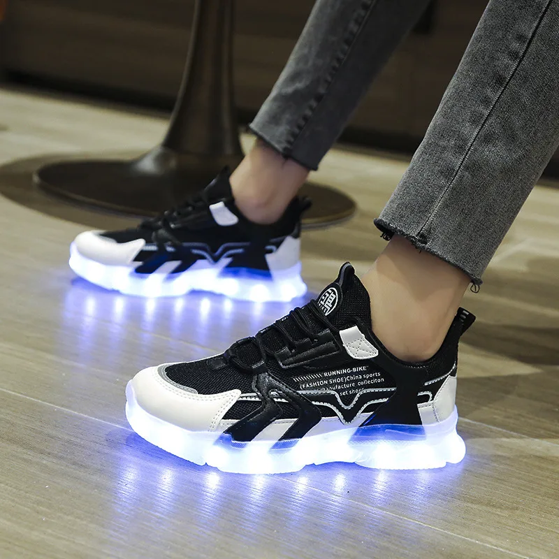 Мужская и женская модная обувь со светодиодной подсветкой для зарядки через USB, повседневная спортивная обувь для взрослых, обувь для уличных танцев 1