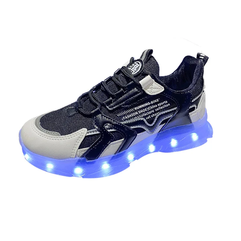 Мужская и женская модная обувь со светодиодной подсветкой для зарядки через USB, повседневная спортивная обувь для взрослых, обувь для уличных танцев 5