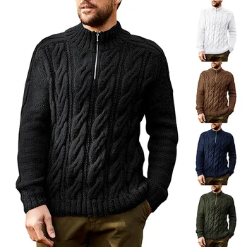 2023 Осень и зима, Европа и Америка, Модная мужская одежда, Однотонный свитер с высоким воротом и длинными рукавами, пуловер