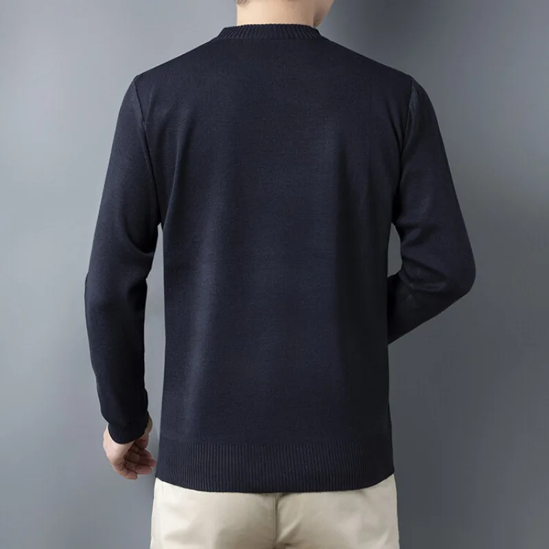 Осень и зима 2023, Новый мужской свитер с круглым вырезом и длинными рукавами, модный повседневный мужской пуловер, вязаный свитер 3