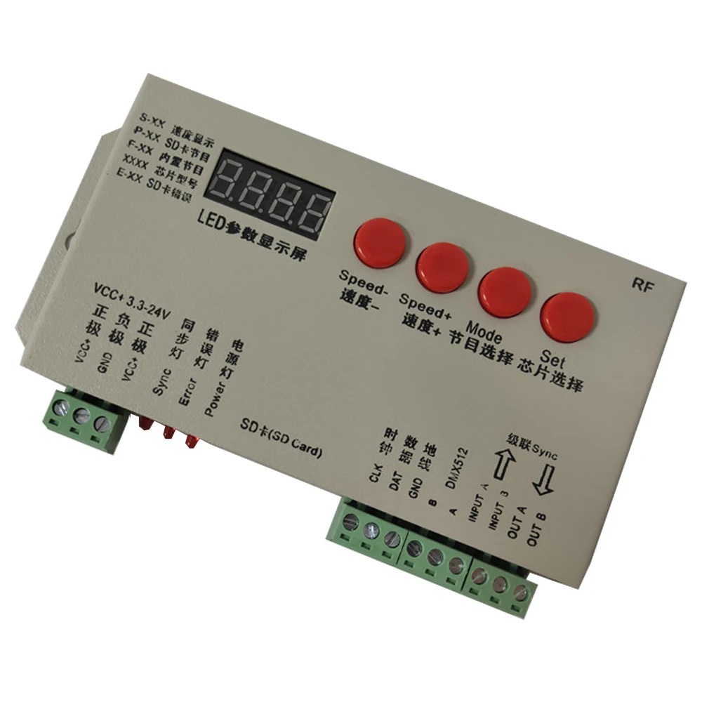 K-1000S (обновленный T-1000S) Контроллер K1000s WS2812B, WS2811, APA102, WS2813 SK6812 Светодиодная лента 2048 пикселей Программный контроллер 5-24 В 0