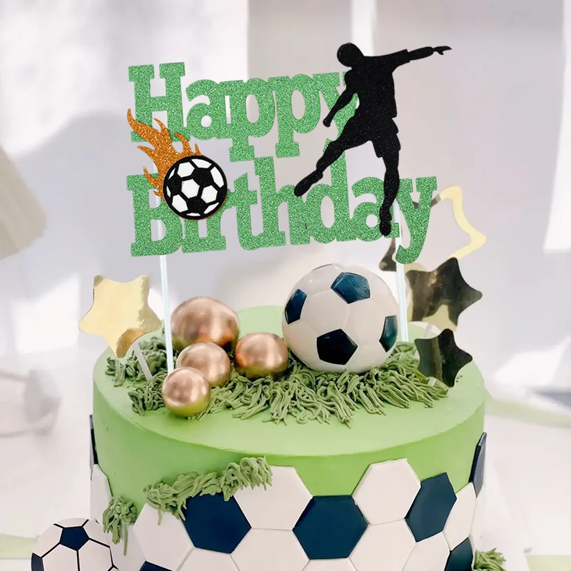 Футбольный Топпер для торта с Днем Рождения Для мальчиков, Аксессуары для декора футбольного торта, Подарки для детей на День рождения, Принадлежности для душа ребенка 1
