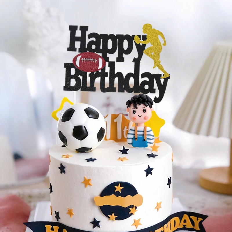 Футбольный Топпер для торта с Днем Рождения Для мальчиков, Аксессуары для декора футбольного торта, Подарки для детей на День рождения, Принадлежности для душа ребенка 2