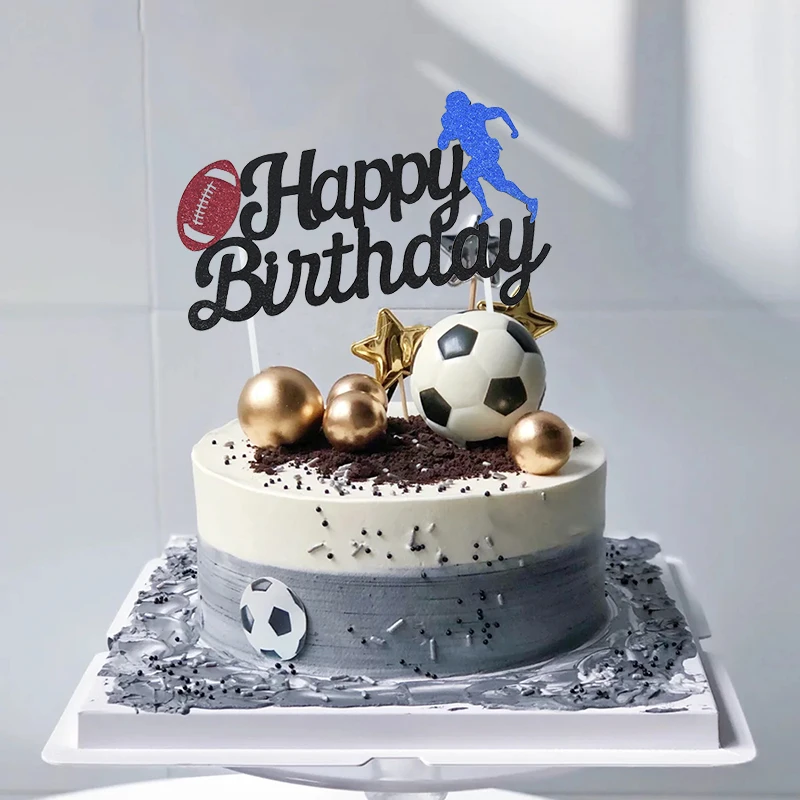 Футбольный Топпер для торта с Днем Рождения Для мальчиков, Аксессуары для декора футбольного торта, Подарки для детей на День рождения, Принадлежности для душа ребенка 3