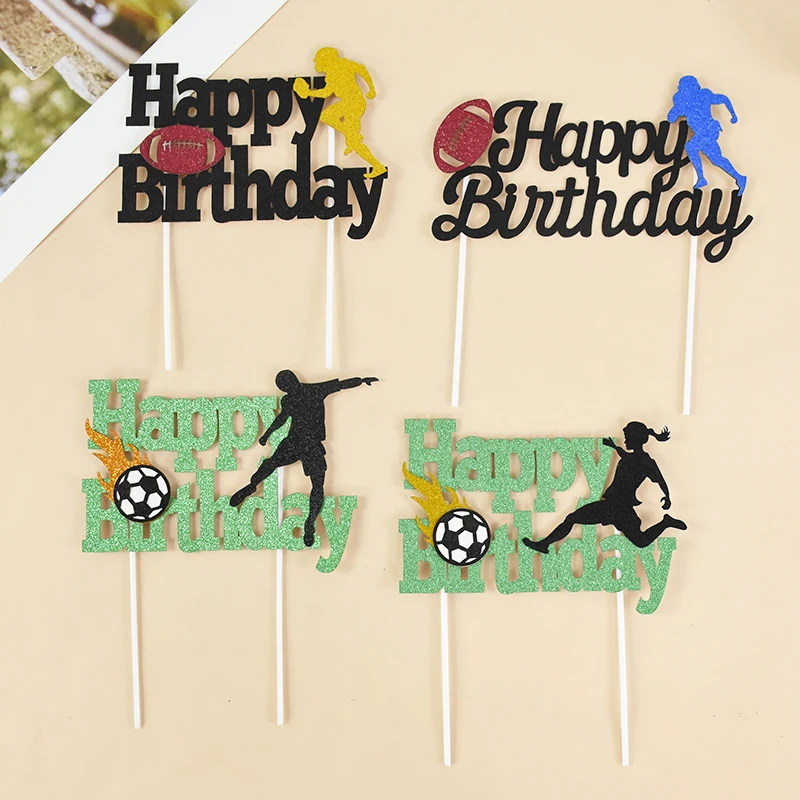Футбольный Топпер для торта с Днем Рождения Для мальчиков, Аксессуары для декора футбольного торта, Подарки для детей на День рождения, Принадлежности для душа ребенка 4