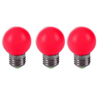 3X светодиодная лампа E27 теплого красного цвета, пластиковая лампа (мощность 0,5 Вт, красная)