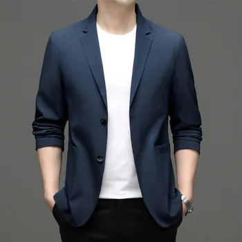 5927 -2023 Мужской модный повседневный маленький костюм мужской корейский 66 версия приталенного пиджака однотонного цвета
