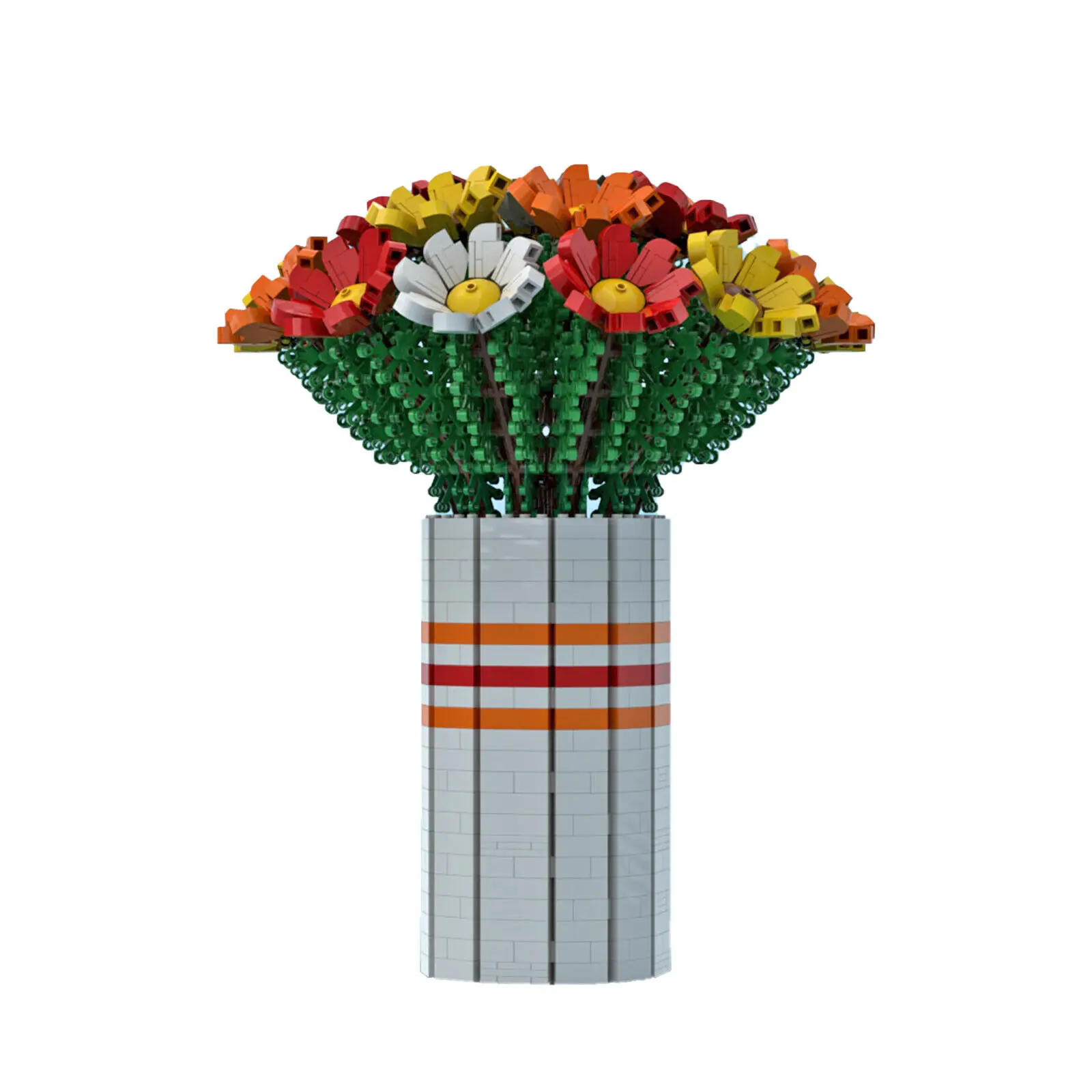 Букет ярких цветов с вазой для коллекции 1963 штук MOC Build 1