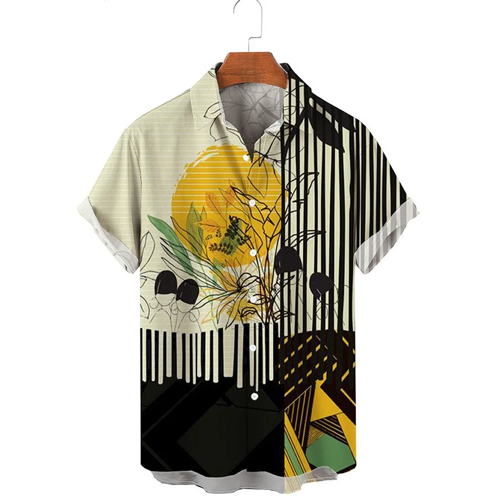 HX Модные мужские рубашки Повседневная рубашка с принтом тропических фруктов и красочного ананаса, пляжная рубашка с коротким рукавом, Camisas Прямая поставка 4
