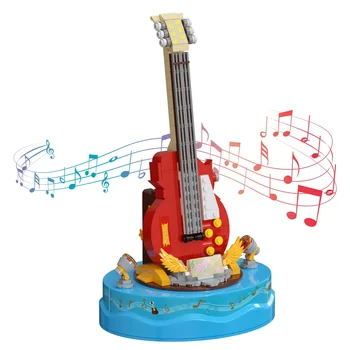 MOC Музыкальное Представление Музыкальная Шкатулка Гитара Набор Строительных Блоков Поющая Песня Оборудование Для Сценического Шоу Идея Показа Кирпичей Игрушка Для Детей
