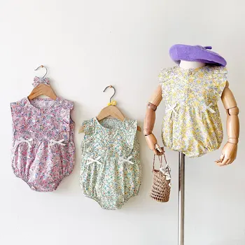 Sanlutoz/ милые боди с цветочным рисунком для маленьких девочек, летняя одежда принцессы для маленьких девочек без рукавов