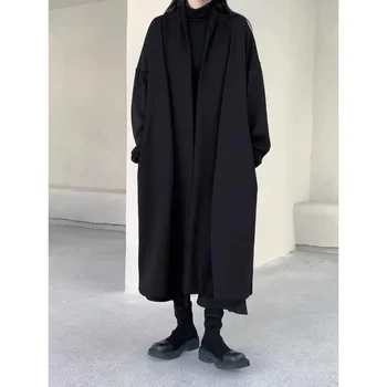SuperAen 2023 Осенне-зимний кардиган, Длинная куртка-ветровка, Модное пальто с утолщенным теплым дизайном на пуговицах