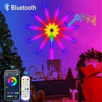 USB фейерверк Светодиодная лента RGBIC Dreamcolor Fairy Lamp DC 5V Bluetooth Control Smart Strip для рождественского украшения вечеринки