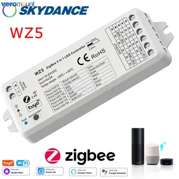 WZ5 Tuya Zigbee Светодиодный Контроллер DC 12V 24V 15A 5 в 1 RGB CCT RGBW RGBCCT Светодиодные Ленты Контроллер RF 2.4 G Wifi Умный Дом
