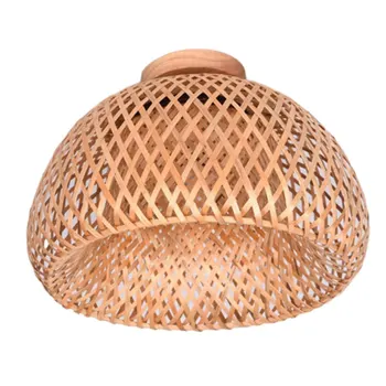 Бамбуковый плетеный светильник из ротанга, Подвесной потолочный светильник скрытого монтажа для гостиной, спальни, столовой, 30x18 см