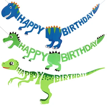 Баннеры динозавра с Днем Рождения, Гирлянда, украшения для вечеринки в честь Дня рождения динозавра для мальчиков, сувениры для детей, принадлежности для вечеринок в джунглях динозавров юрского периода