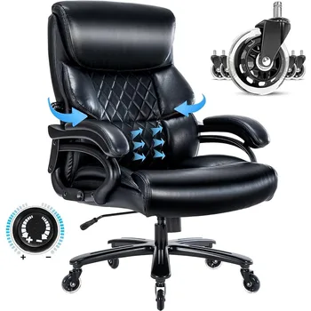 Большое и высокое офисное кресло 500 ФУНТОВ-Офисное кресло руководителя для тяжелых людей-Сверхмощное Офисное кресло с прочными роликовыми колесами
