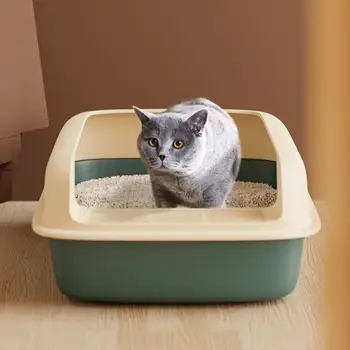 Большой утолщенный ящик для кошачьих туалетов, Полузакрытый ящик для кошачьих туалетов, Кошачий туалет с защитой от брызг, принадлежности для домашних животных для кошек