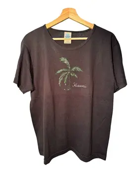 Винтажная женская Гавайская футболка с изображением пальмы и горного хрусталя, размер M, черный