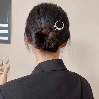 Винтажные палочки для волос в виде полумесяца для женщин, простые китайские U-образные шпильки, Дисковые палочки для волос, Головной убор, Аксессуары для волос
