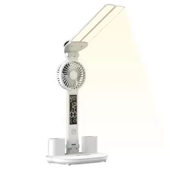 Двухстворчатая лампа, двухстворчатая складная настольная лампа, светодиодная настольная лампа с термометром, календарем, вентилятором, держателем ручки для верстака