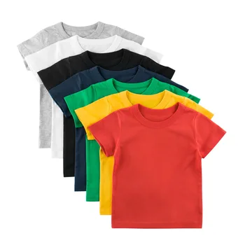 Детская Летняя Футболка С коротким рукавом от 2 до 9 лет, Хлопковые футболки Ярких цветов для мальчиков и девочек, Детские футболки
