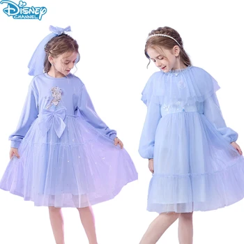 Детская юбка принцессы Диснея, новое осеннее удобное и стильное платье Принцессы Эльзы из сетки, детское шоу на день рождения, дети в подарок