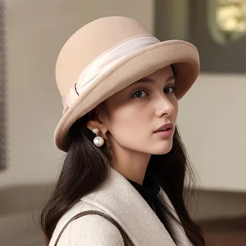 Женская осенне-зимняя шапка рыбака, новая универсальная теплая шерстяная шапка-тазик, модная иностранная шляпа с загнутыми краями, детская мода
